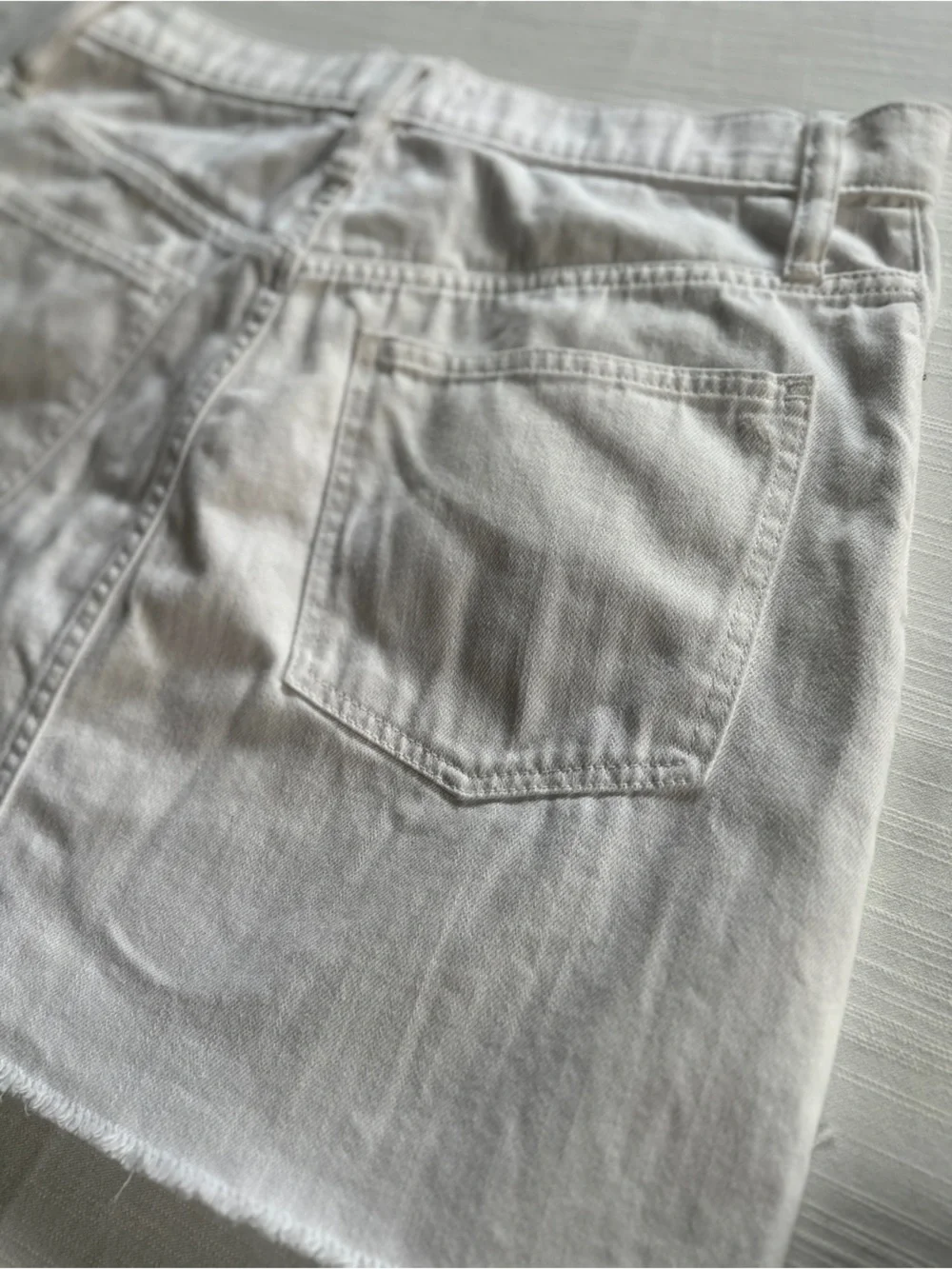 MADEWELL Button-Front White Denim Miniskirt | 30